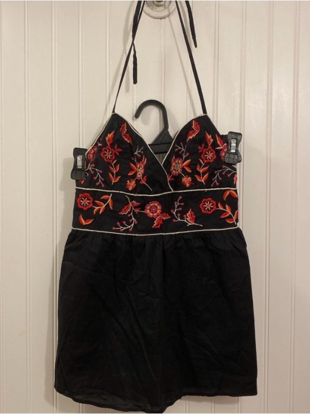 Kirra black floral tie halter top